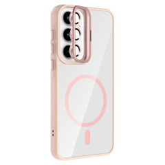 Samsung Galaxy A55 Kılıf Standlı ve Kamera Lens Hediyeli Kablosuz Şarj Özellikli Etro Kapak