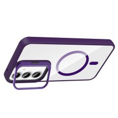 Samsung Galaxy A55 Kılıf Standlı ve Kamera Lens Hediyeli Kablosuz Şarj Özellikli Etro Kapak