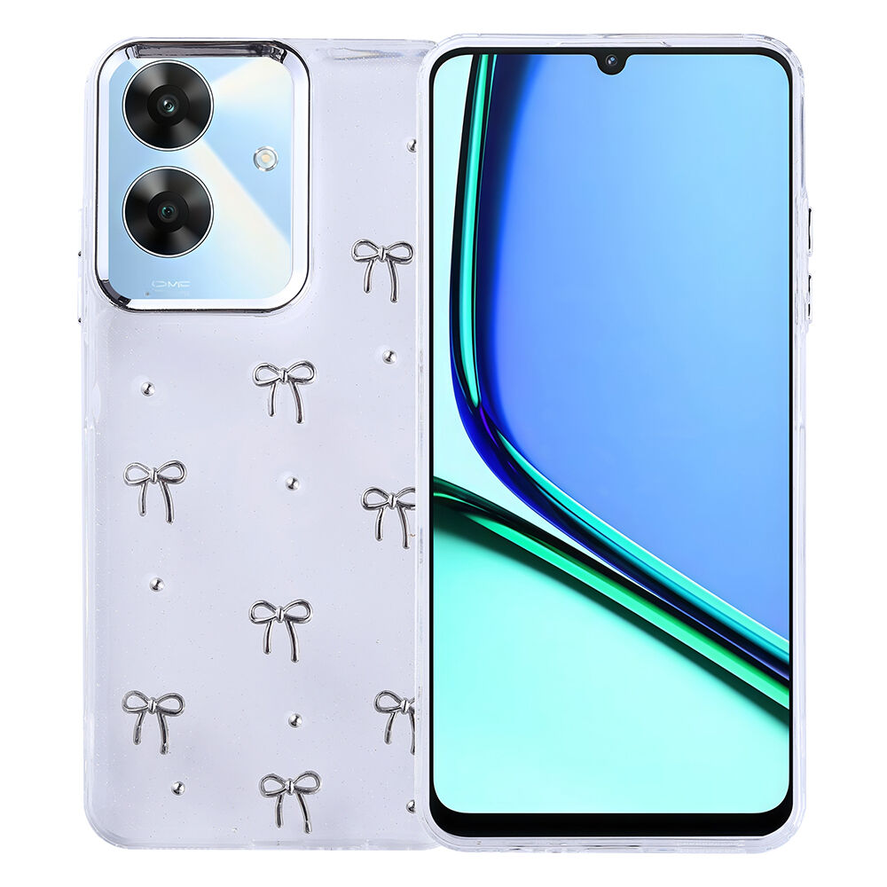 Realme Note 60 Kılıf Airbag Tasarımlı Simli Şeffaf Kutup Kapak Fiyonk