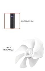 Vantilatör 7 Pervaneli 3 Kademeli Kumandalı Dijital Ekranlı Ayaklı 16 Inc 60W Fan SF02 Siyah