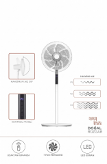 Vantilatör 7 Pervaneli 3 Kademeli Kumandalı Dijital Ekranlı Ayaklı 16 Inc 60W Fan SF02 Siyah