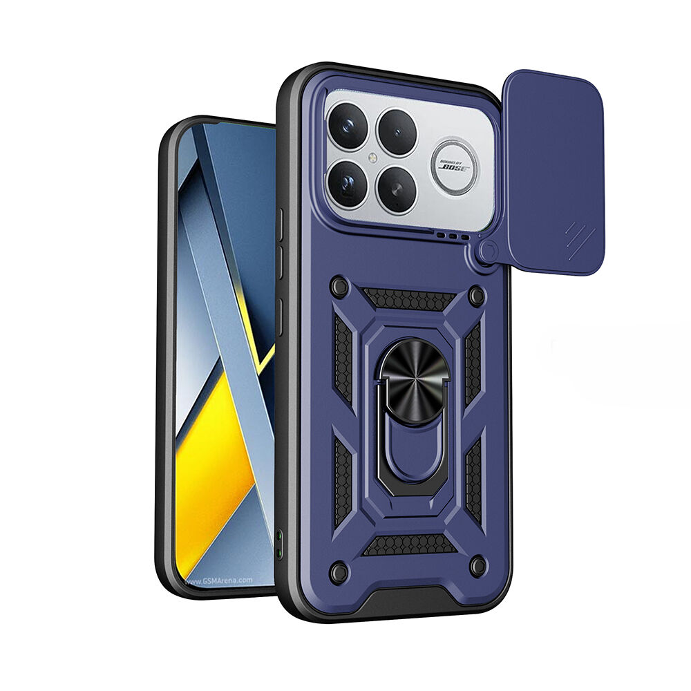 Xiaomi Poco F8 Ultra Zırhlı Yüzüklü Standlı Sürgülü Kamera Korumalı Telefon Kılıfı