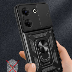 Tecno Camon 20 Pro 4G Kılıf Magnetik Standlı Kamera Korumalı Sürgülü Vega Kapak Kılıf