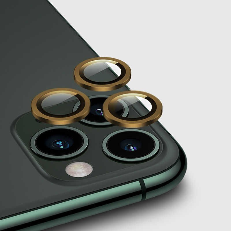 iPhone 11 Pro CL-01 Kamera Lens Koruyucu Gold