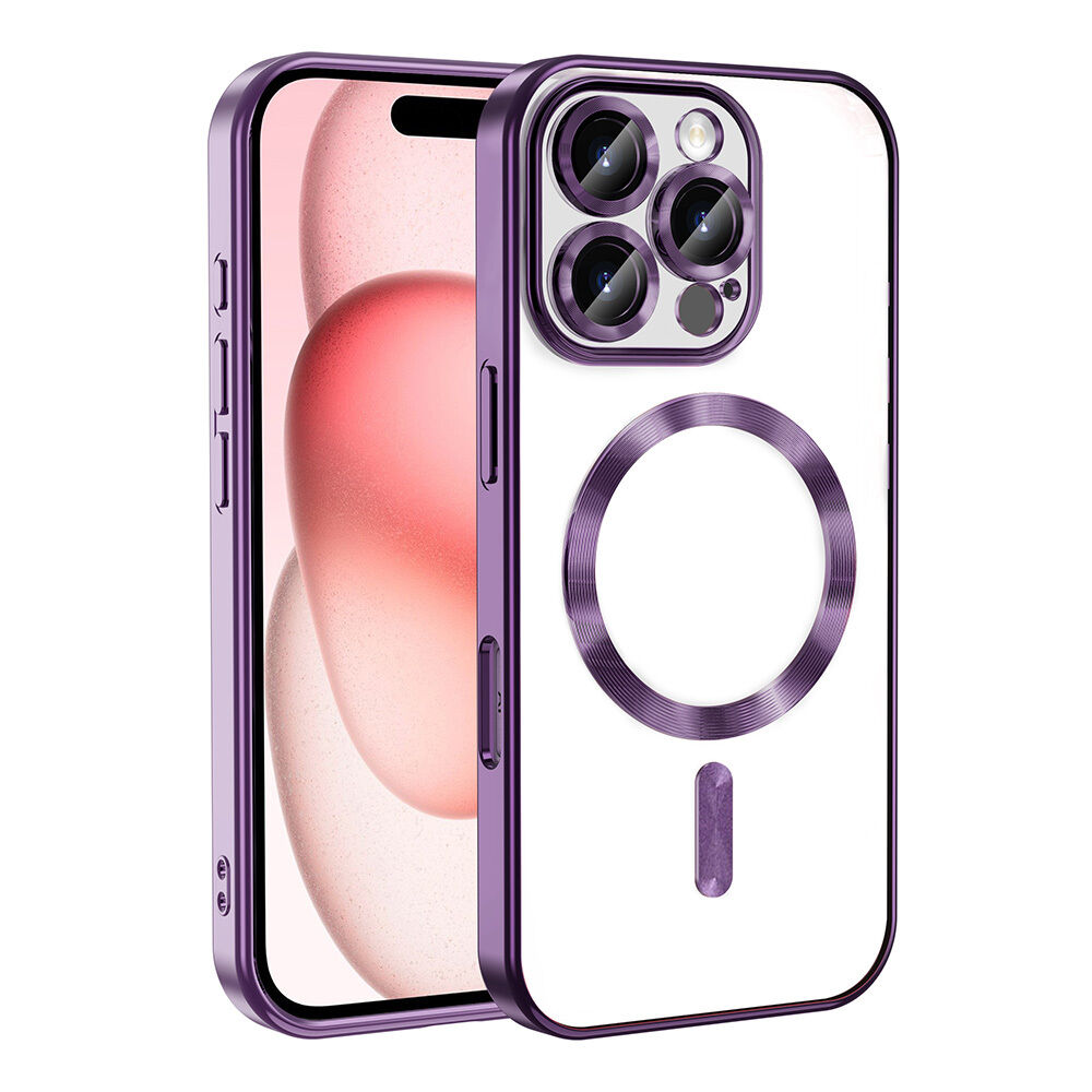 iPhone 16 Pro Kılıf Kamera Korumalı Kablosuz Wireless Şarj Özellikli Demre Kapak Derin Mor
