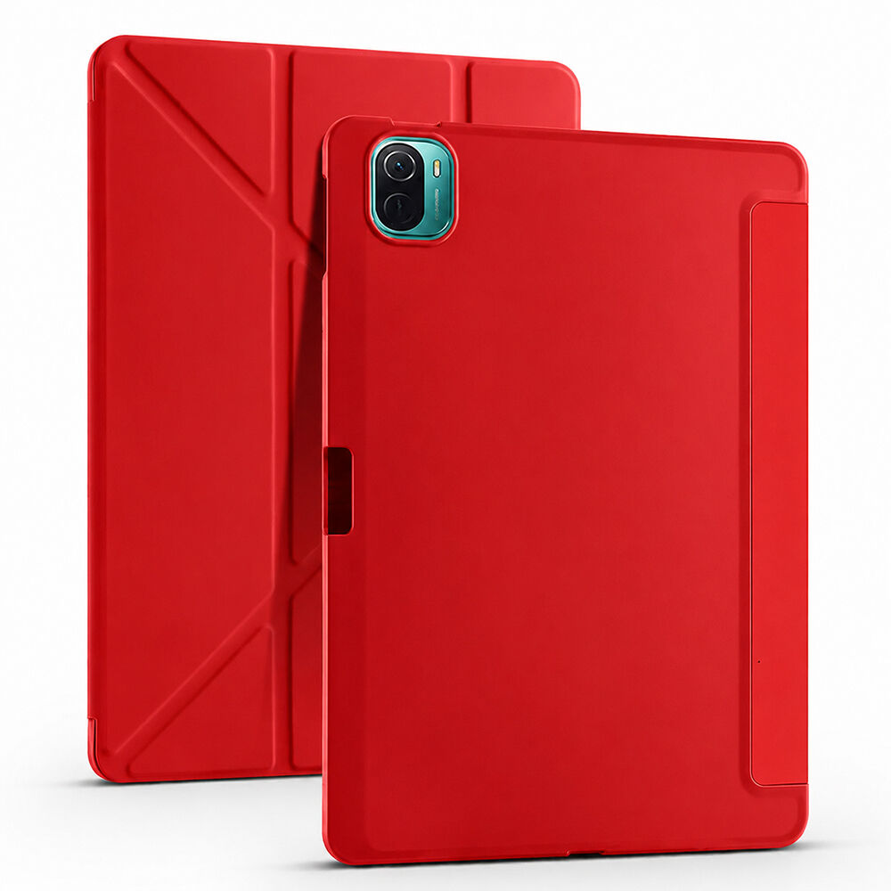 Xiaomi Mi Pad 5 Kılıf Tri Folding Kalem Bölmeli Standlı Kılıf Kırmızı
