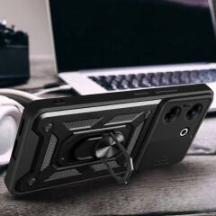Tecno Camon 20 Kılıf Magnetik Standlı Kamera Korumalı Sürgülü Vega Kapak