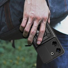 Tecno Camon 20 Kılıf Magnetik Standlı Kamera Korumalı Sürgülü Vega Kapak