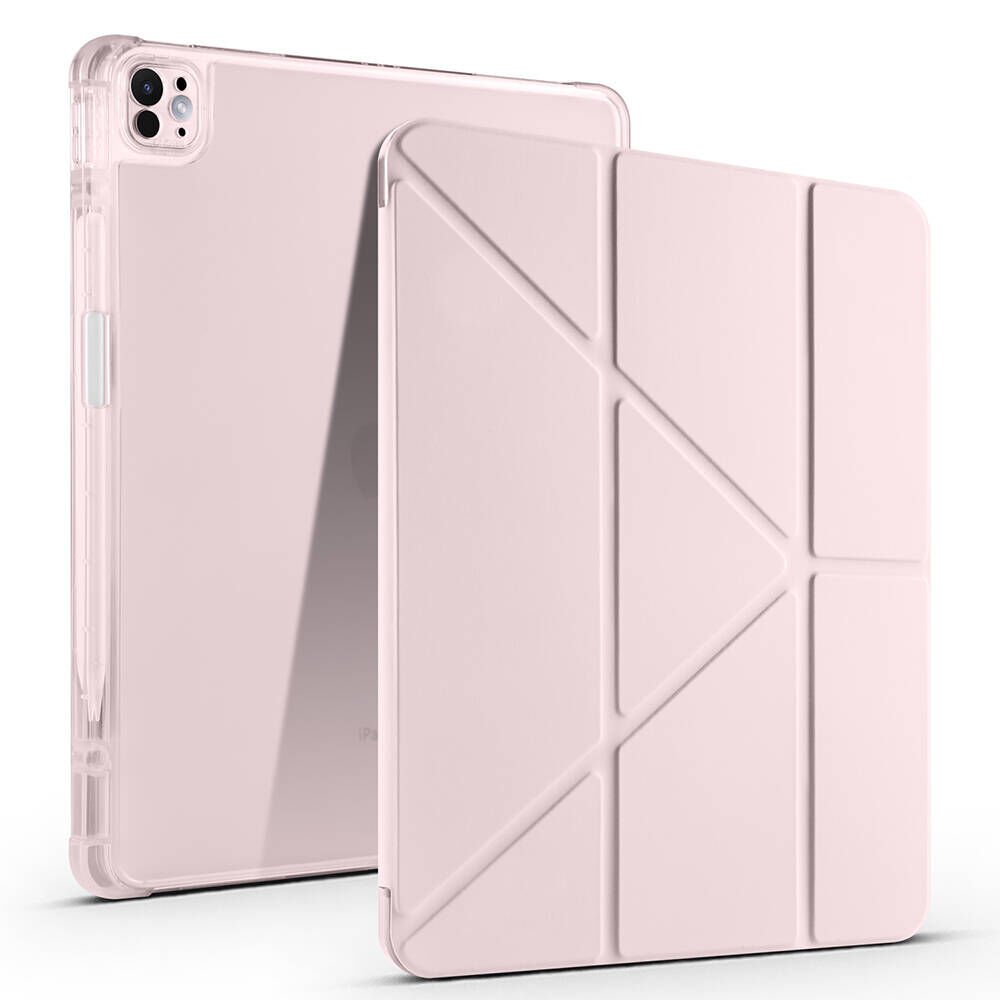 iPad Air 13 2025 M3 Kılıf Tri Folding Kalem Bölmeli Standlı Kılıf Rose Gold