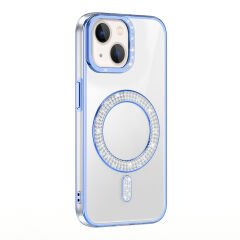 iPhone 13 Kılıf Pırlanta Taş Tasarımlı Kablosuz Şarj Özellikli Karetta Silikon Kapak