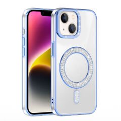 iPhone 13 Kılıf Pırlanta Taş Tasarımlı Kablosuz Şarj Özellikli Karetta Silikon Kapak