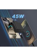 Samsung Galaxy S21-S22-S23-S24-S25-S26 Uyumlu Süper Hızlı Şarj 45W USB-C Type-C PD Şarj Cihazı