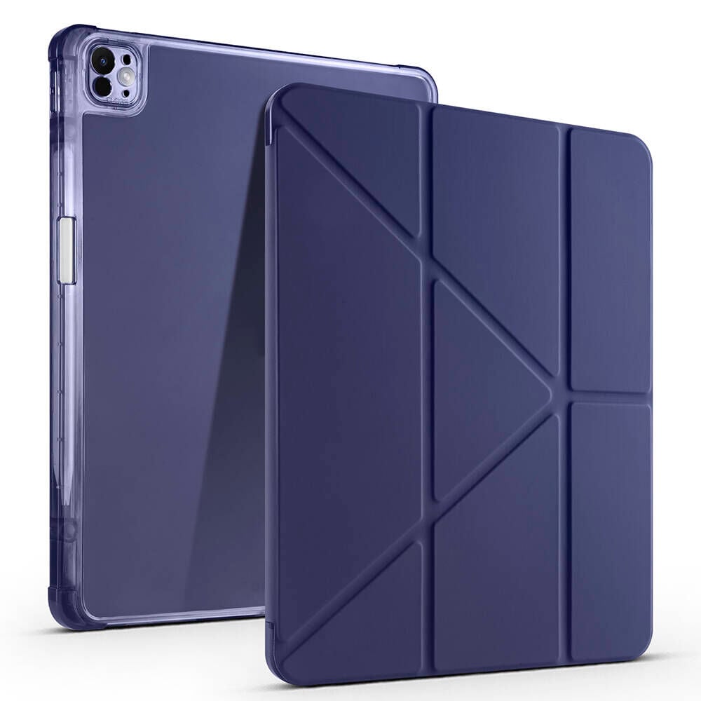 iPad Air 13 2025 M3 Kılıf Tri Folding Kalem Bölmeli Standlı Kılıf Lacivert