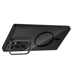 Samsung Galaxy S22 Ultra Kılıf Standlı ve Kamera Lens Hediyeli Kablosuz Şarj Özellikli Etro Kapak Pembe