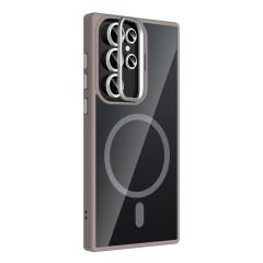 Samsung Galaxy S22 Ultra Kılıf Standlı ve Kamera Lens Hediyeli Kablosuz Şarj Özellikli Etro Kapak