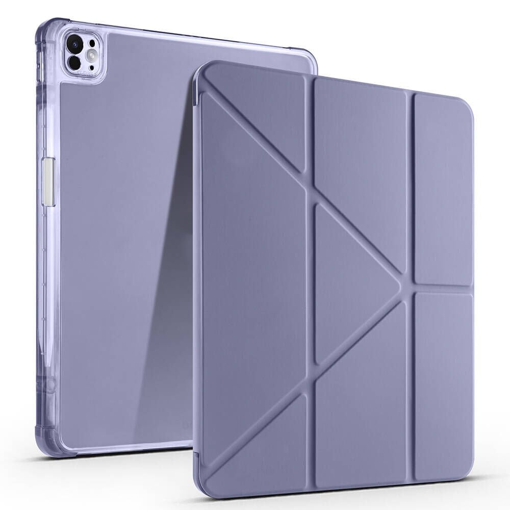 iPad Air 13 2025 M3 Kılıf Tri Folding Kalem Bölmeli Standlı Kılıf Mor
