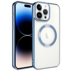 iPhone 14 Pro Kılıf Magsafe Wireless Şarj Özellikli Setro Silikon Mavi