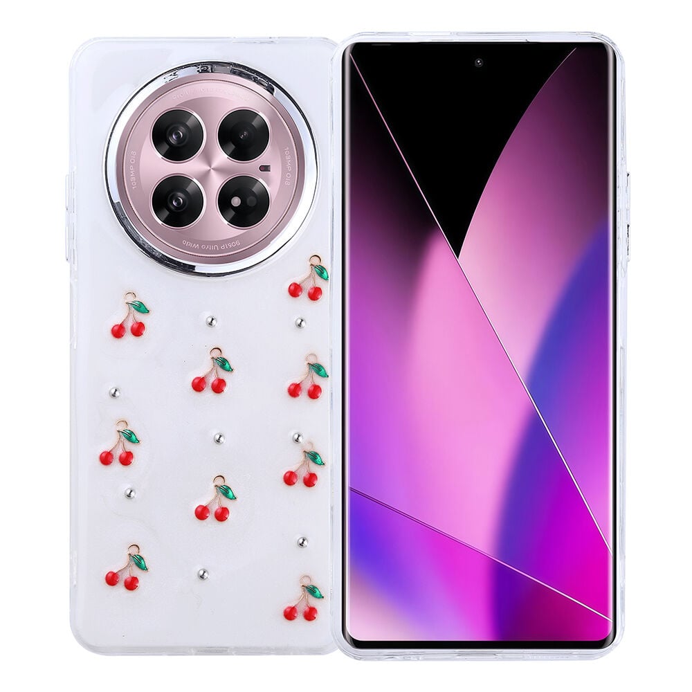 İnfinix Zero 40 5G Kılıf Airbag Tasarımlı Simli Şeffaf Kutup Kapak Kiraz