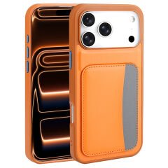 iPhone 17 Pro Max Uyumlu Kartlıklı Süni Deri X-Kart Cüzdan Silikon Kapak
