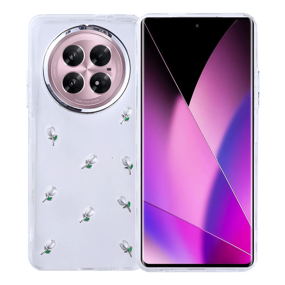 İnfinix Zero 40 5G Kılıf Airbag Tasarımlı Simli Şeffaf Kutup Kapak Lale