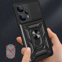 Xiaomi Poco F5 Kılıf Magnetik Standlı Kamera Korumalı Sürgülü Vega Kapak Kılıf