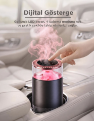 Araç İçi Aroma Difüzörü Hava Nemlendirici Rgb Işıklı Şarjlı Oda ve Araba Kokusu TCF01 Pembe
