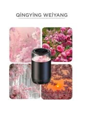 Araç İçi Aroma Difüzörü Hava Nemlendirici Rgb Işıklı Şarjlı Oda ve Araba Kokusu TCF01 Pembe