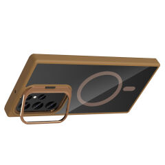 Samsung Galaxy S23 Ultra Kılıf Standlı ve Kamera Lens Hediyeli Kablosuz Şarj Özellikli Etro Kapak