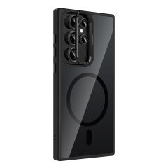 Samsung Galaxy S23 Ultra Kılıf Standlı ve Kamera Lens Hediyeli Kablosuz Şarj Özellikli Etro Kapak