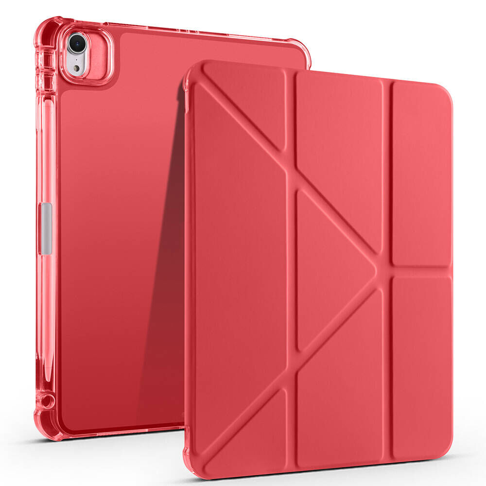 iPad Air 11 2025 M3 Kılıf Tri Folding Kalem Bölmeli Standlı Kılıf Kırmızı