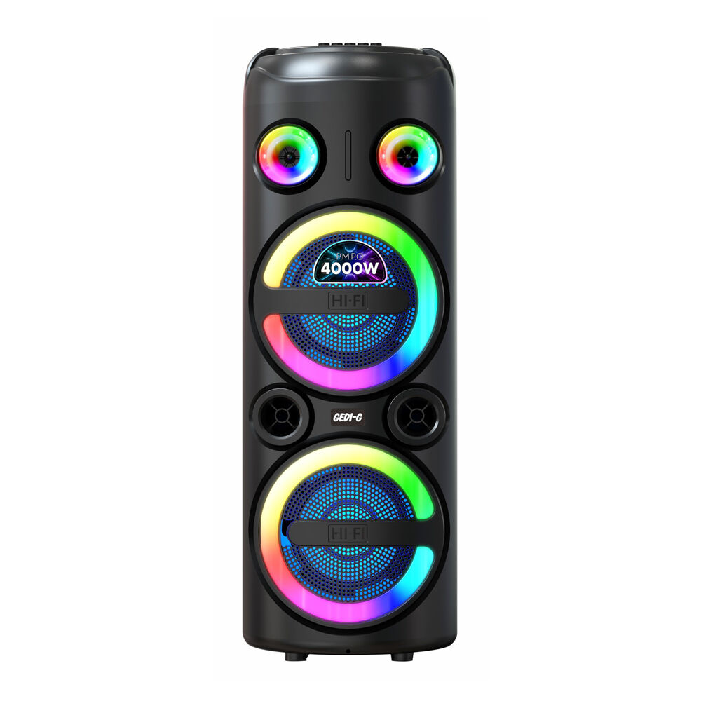 GD-2851 Dijital LED Göstergeli FM Radyolu Mikrofonlu RGB TWS Çift 8 inç Stereo Bass Kablosuz Karaoke Hoparlör