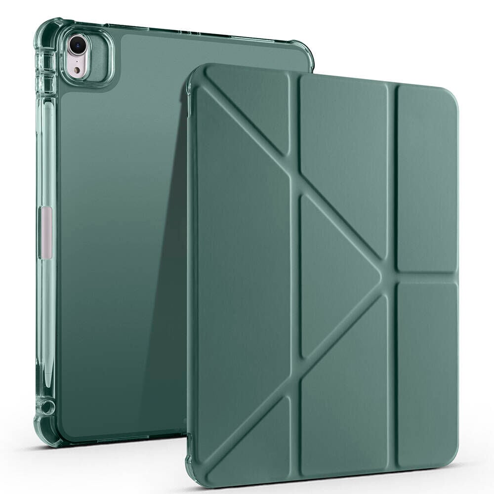 iPad Air 11 2025 M3 Kılıf Tri Folding Kalem Bölmeli Standlı Kılıf Koyu Yeşil