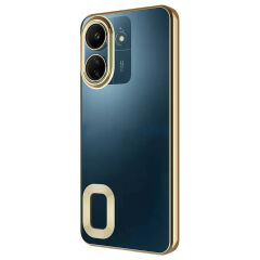 Xiaomi Poco C65 Kılıf Kamera Korumalı Logo Gösteren Omega Kapak Gold