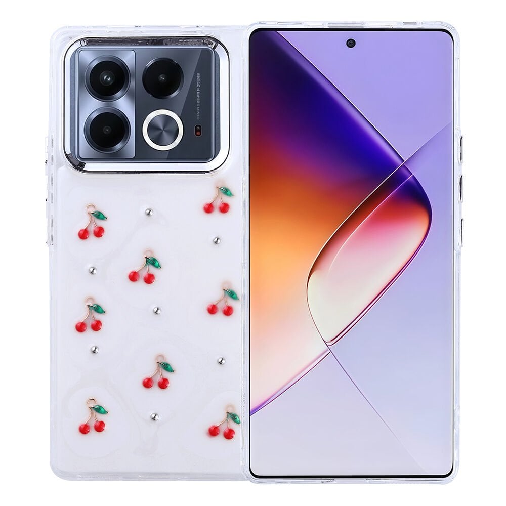 İnfinix Note 40 4G Kılıf Airbag Tasarımlı Simli Şeffaf Kutup Kapak Kiraz