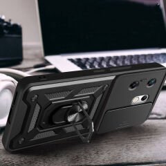 İnfinix Zero 30 4G  Kılıf Magnetik Standlı Kamera Korumalı Sürgülü Vega Kapak Kılıf