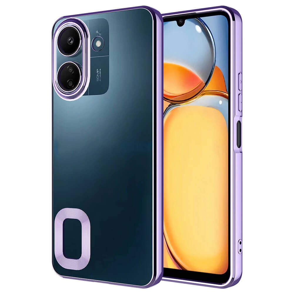 Xiaomi Poco C65 Kılıf Kamera Korumalı Logo Gösteren Omega Kapak Lila