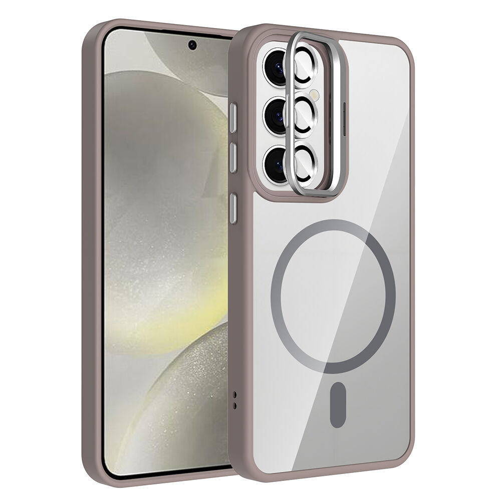 Samsung Galaxy S24 Kılıf Standlı ve Kamera Lens Hediyeli Kablosuz Şarj Özellikli Etro Kapak