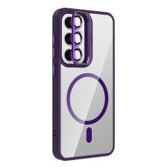 Samsung Galaxy S24 Kılıf Standlı ve Kamera Lens Hediyeli Kablosuz Şarj Özellikli Etro Kapak