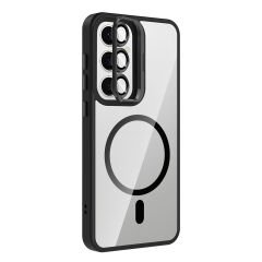 Samsung Galaxy S24 Kılıf Standlı ve Kamera Lens Hediyeli Kablosuz Şarj Özellikli Etro Kapak