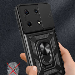 İnfinix Note 30 Pro Kılıf Magnetik Standlı Kamera Korumalı Sürgülü Vega Kapak