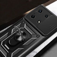 İnfinix Note 30 Pro Kılıf Magnetik Standlı Kamera Korumalı Sürgülü Vega Kapak