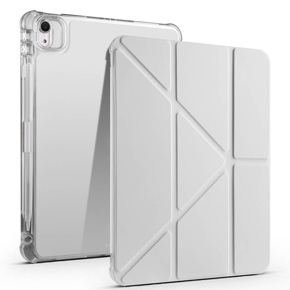 iPad Air 11 2025 M3 Kılıf Tri Folding Kalem Bölmeli Standlı Kılıf Gri
