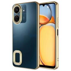 Xiaomi Poco C65 Kılıf Kamera Korumalı Logo Gösteren Omega Kapak Gold