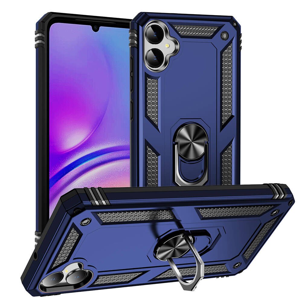 Samsung Galaxy A05 Kılıf Vega Tank Sert Yüzüklü Standlı Zırh Koruma Kapak Mavi