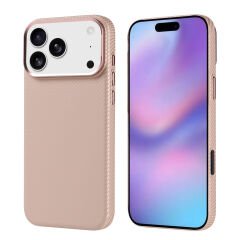 iPhone 17 Pro Max Kılıf Kablosuz Şarj Özellikli Karbon Fiber Görünümlü Nekst Kapak Lacivert