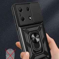 İnfinix Note 30 4G Kılıf Magnetik Standlı Kamera Korumalı Sürgülü Vega Kapak