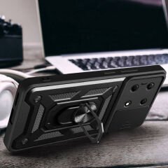 İnfinix Note 30 4G Kılıf Magnetik Standlı Kamera Korumalı Sürgülü Vega Kapak