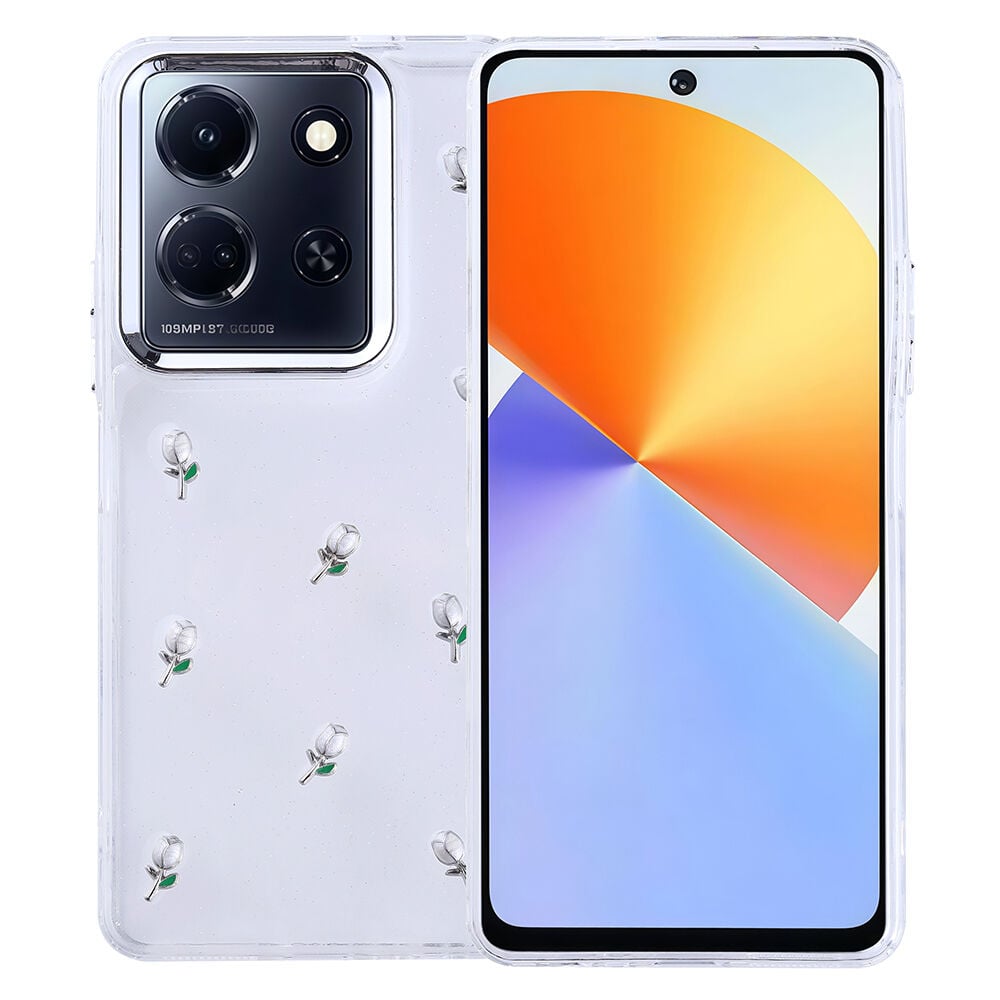 İnfinix Note 30 5G Kılıf Airbag Tasarımlı Simli Şeffaf Kutup Kapak Lale
