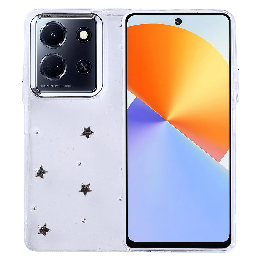 İnfinix Note 30 5G Kılıf Airbag Tasarımlı Simli Şeffaf Kutup Kapak Yıldız
