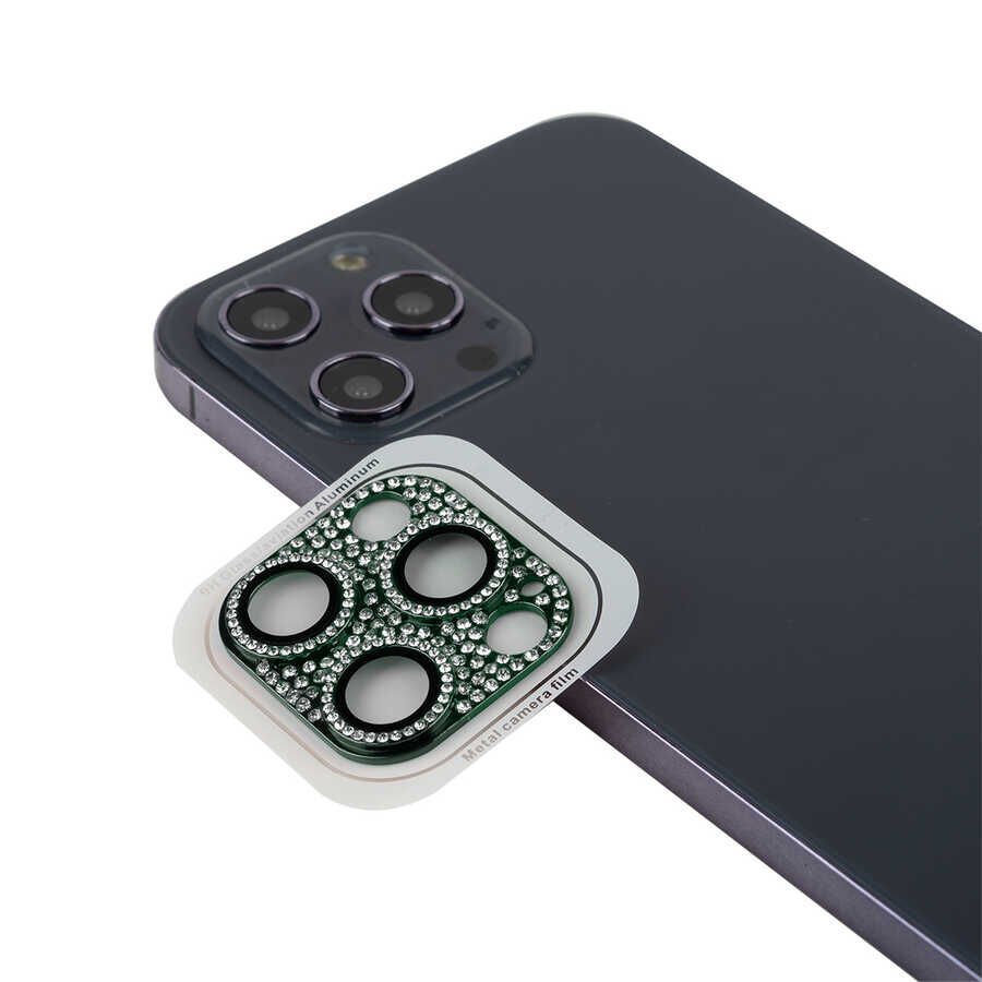 iPhone 13 Pro Max CL-08 Kamera Lens Koruyucu Koyu Yeşil
